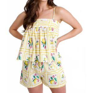 Women’s Yellow Lemon Print Spaghetti Strap Tank Top only